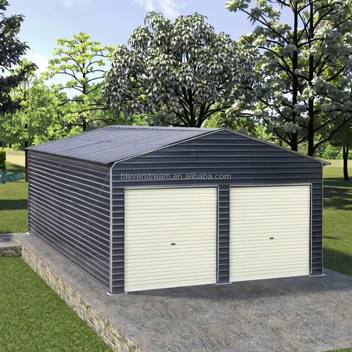 Abri de voiture extérieur 20x20 pieds (6x6 m) avec structure en acier galvanisé et toit en tôle, sty