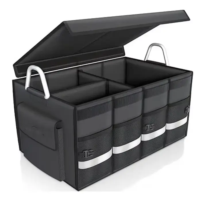 Évaluation de coffre de voiture avec couvercle, stockage de coffre de voiture pliable, stockage d'év