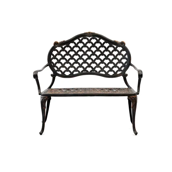 Banc de jardin de bienvenue en métal extérieur avec chaise de parc à dossier en fonte d'aluminium