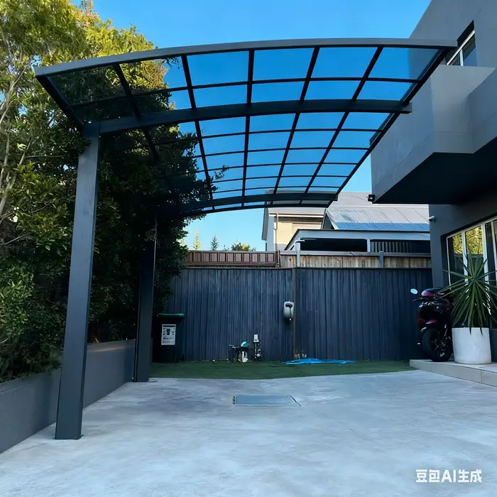Carport simple face en aluminium pour villa - Pare-soleil en polycarbonate, auvent extérieur thermiq