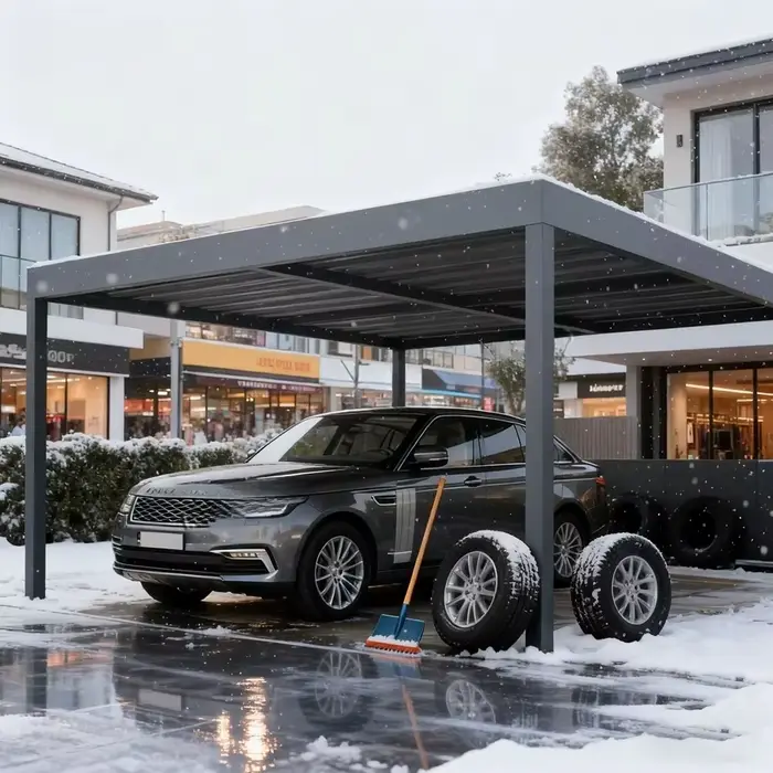 Abri de voiture de luxe en aluminium avec toit arqué