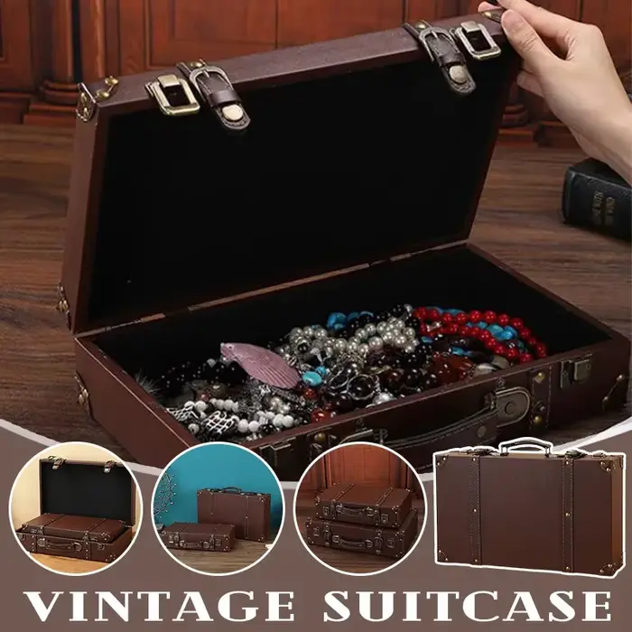 Coffre de rangement en bois marron Vintage