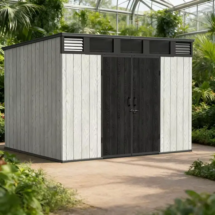 Abri de jardin extérieur en acier allié 11x12,5 pieds avec porte verrouillable, portable pour patio,