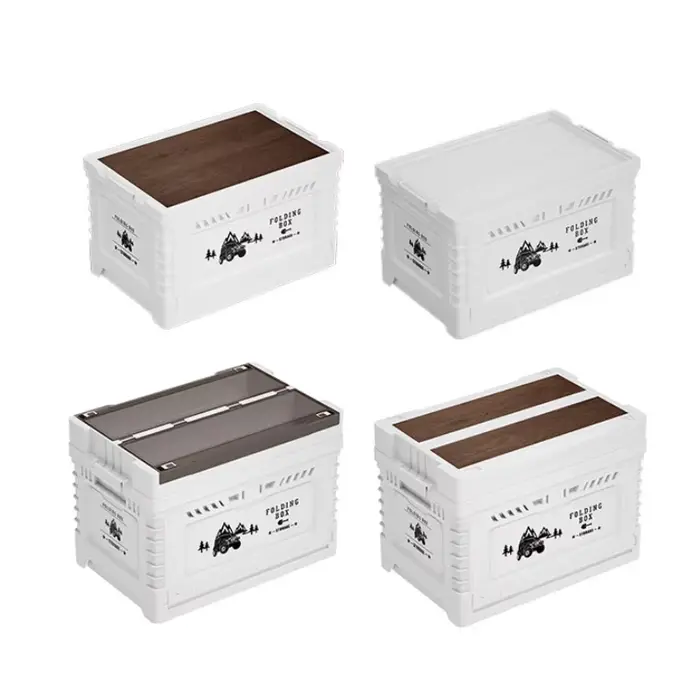 Boîte de rangement pliable en plastique étanche pour l'extérieur