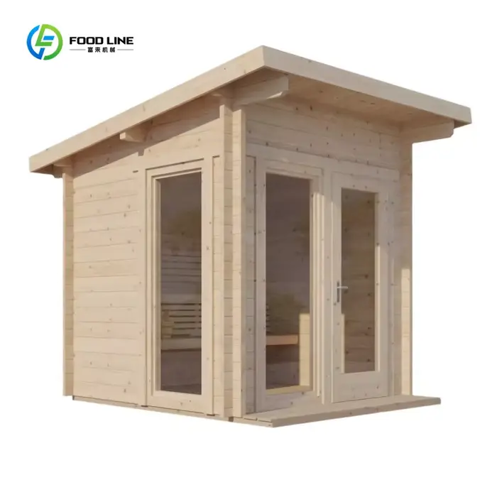 Cabine de sauna extérieure en bois au design moderne pour 6 personnes