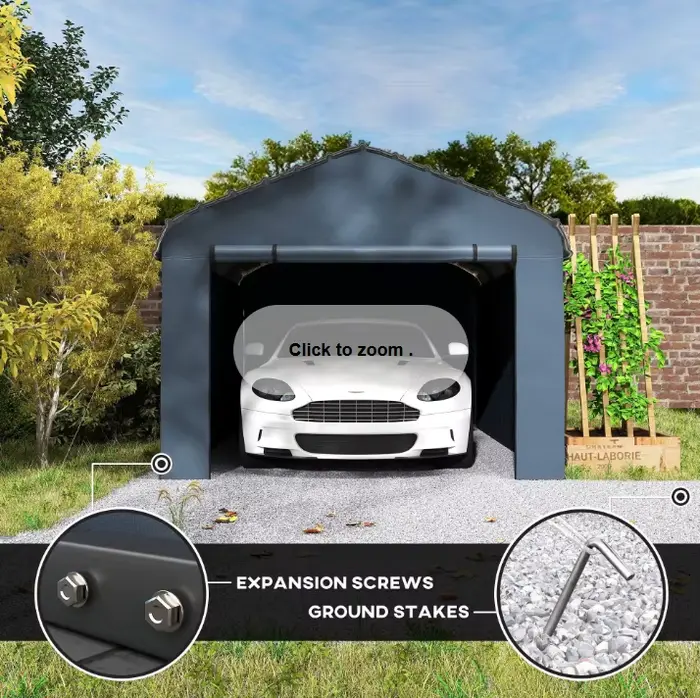 Abri de voiture en métal robuste HUIDING 12' x 20' avec toit