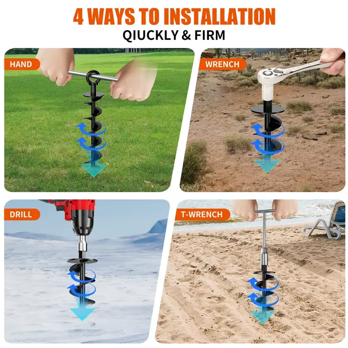 Lot de 4 Ancres de Sol Spirales Robustes pour Trampoline