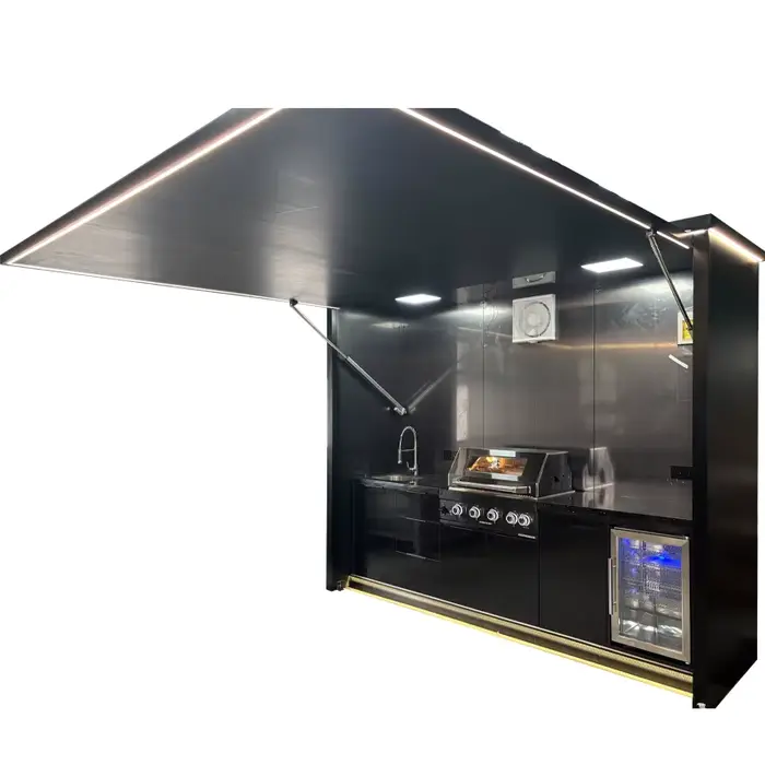 Ensemble d'armoires de cuisine extérieures personnalisées résistantes aux intempéries, en acier inox