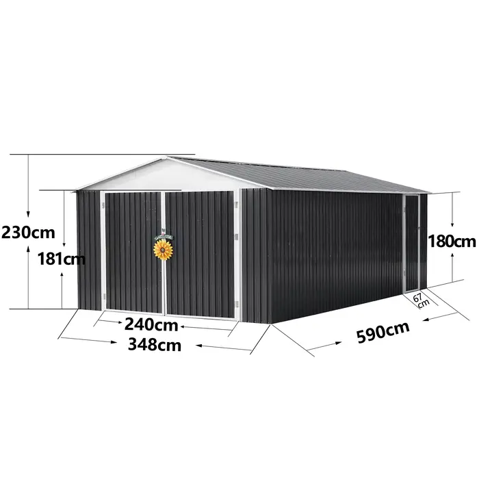 Abri de voiture 10x20 pieds avec portes verrouillables