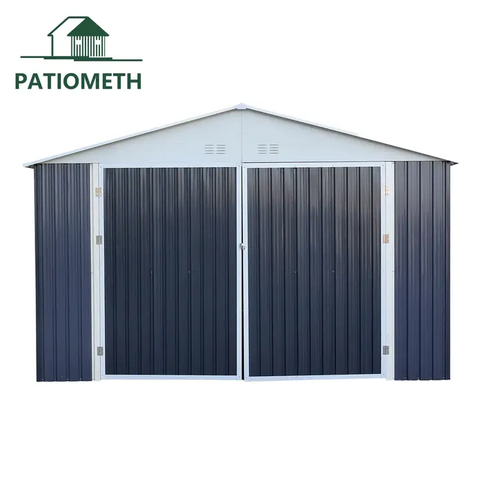 Abri de voiture extérieur en métal robuste de 12 x 19 pieds avec toit galvanisé et structure en acier thermolaqué