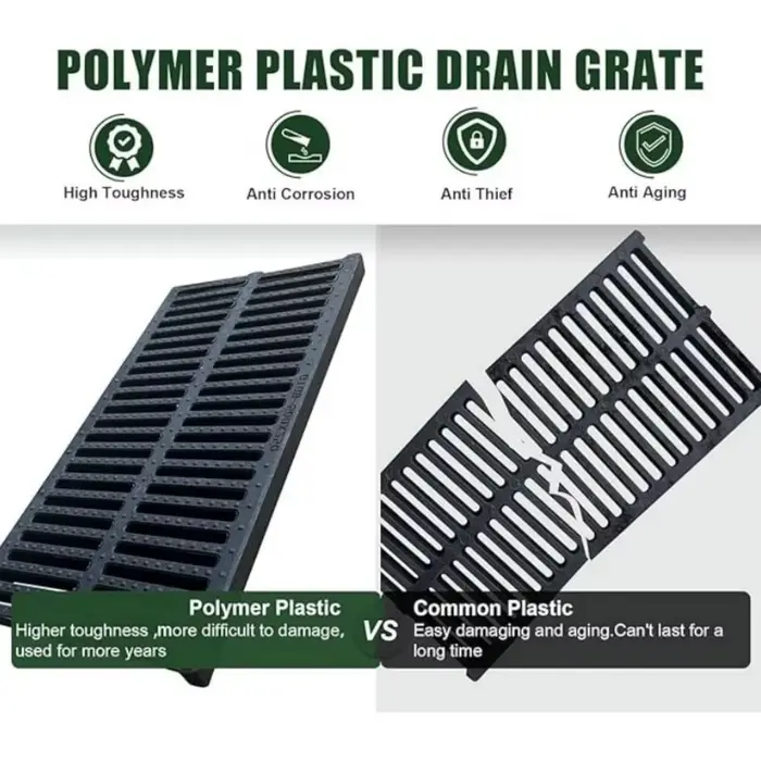 Nouvelle grille de drainage rectangulaire en résine plastique haute résistance pour garage