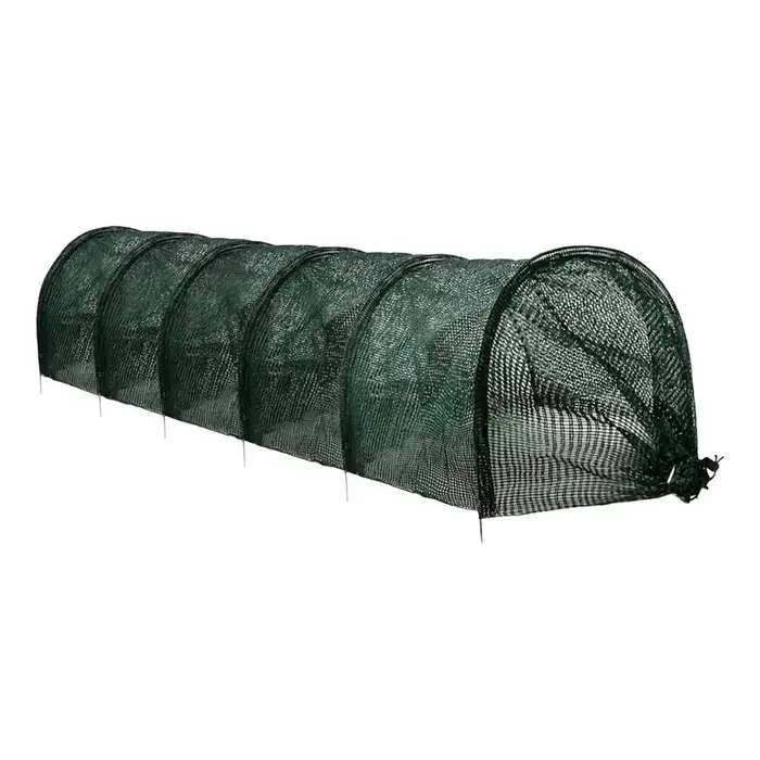Serre tunnel pliable verte avec armature métallique et filet de protection pour plantes, protection