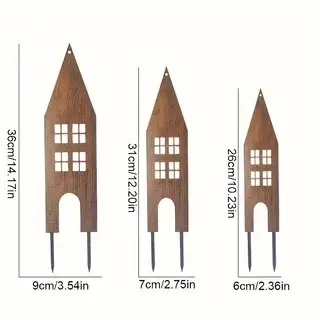 Ensemble de 3 inserts de jardin en métal de style rustique, décoration extérieure résistante aux int