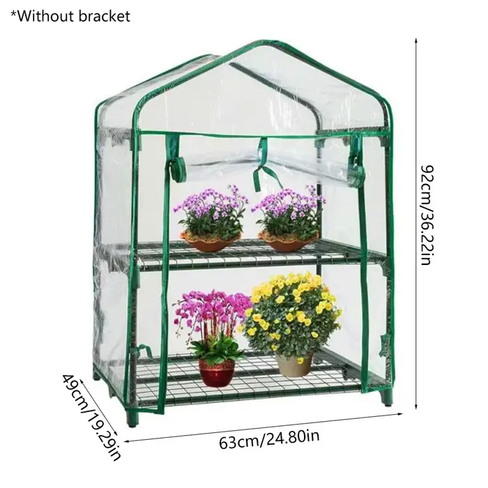 Housse de remplacement pour serre en PE, imperméable, avec porte à fermeture éclair enroulable, rési